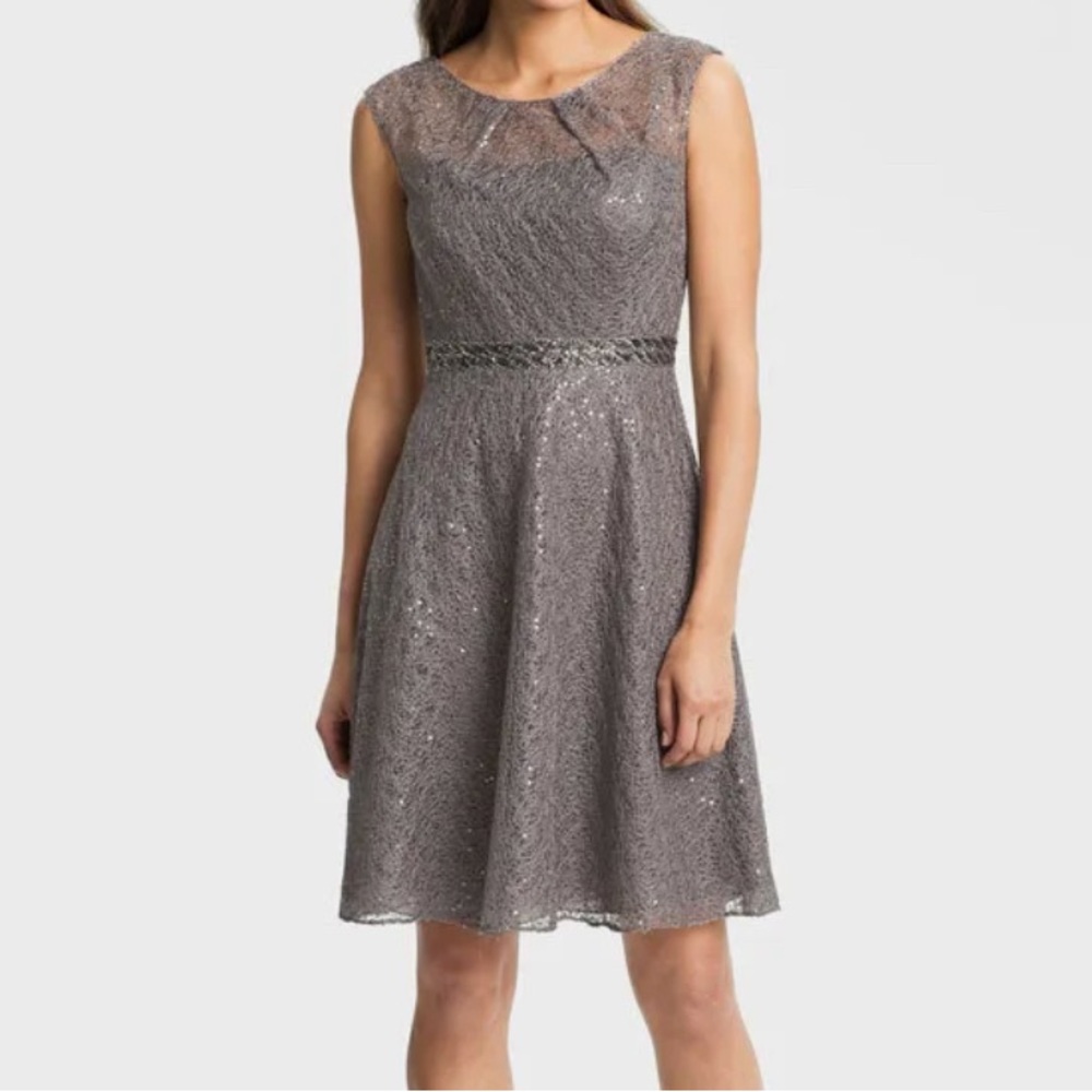 Gray Kay Unger cocktail dress